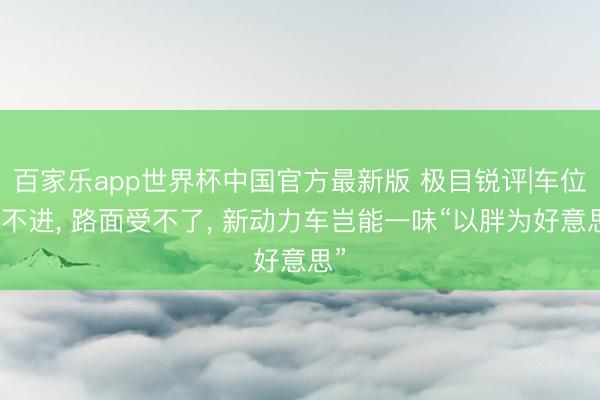 百家乐app世界杯中国官方最新版 极目锐评|车位停不进， 路面受不了， 新动力车岂能一味“以胖为好意思”