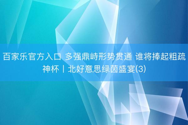 百家乐官方入口 多强鼎峙形势贯通 谁将捧起粗疏神杯丨北好意思绿茵盛宴(3)