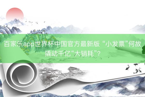 百家乐app世界杯中国官方最新版 “小发票”何故撬动千亿“大销耗”？